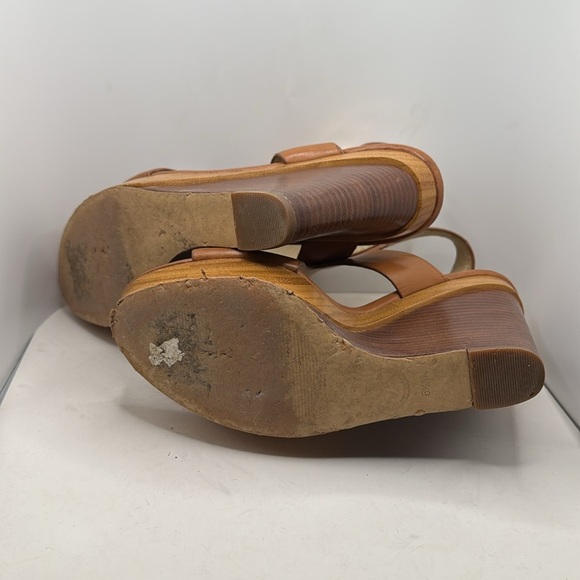 Michael Kors Tan Leather Wedge Sandals - Picture 8 of 9